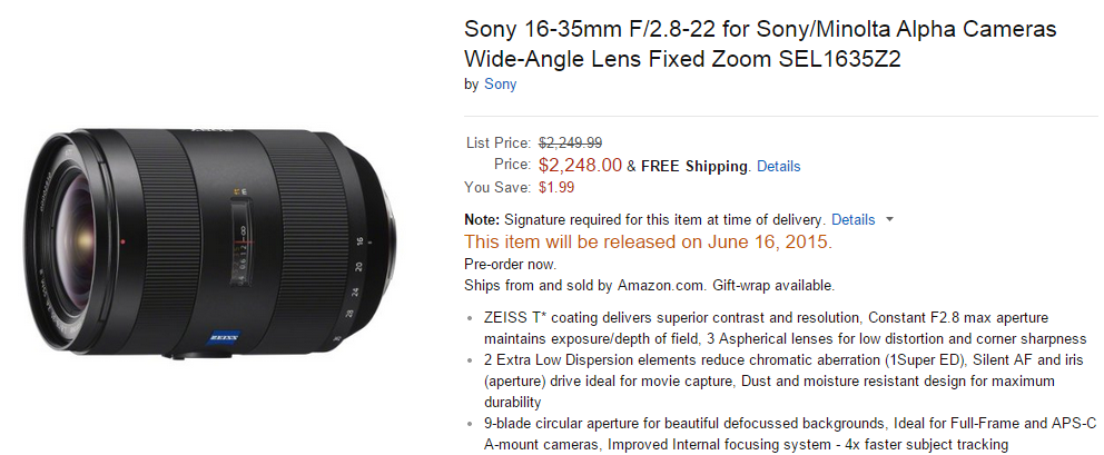 sony A lenses released