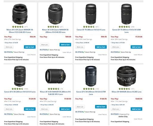 Canon & Nikon used lens deals