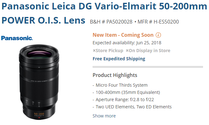 Panasonic Leica DG 50-200mm to start shipping