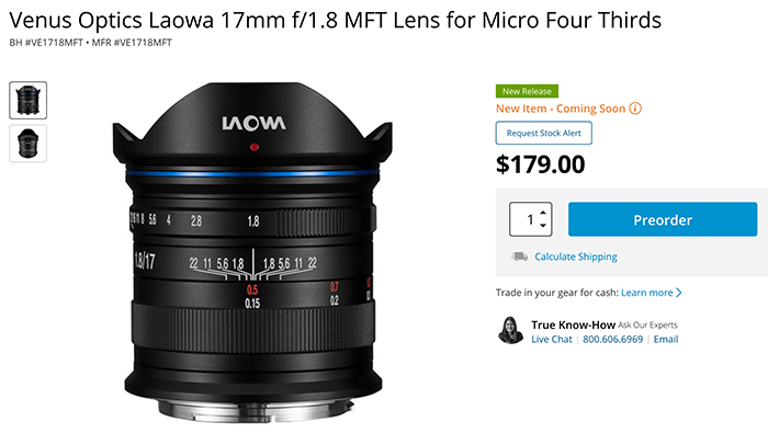 Laowa 17mm F1.8 MFT lens