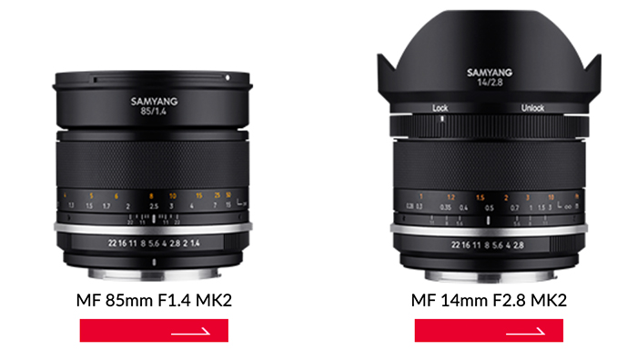 Samyang MF 85mm F1.4 MK2 and MF 14mm F2.8 MK2 Lens Announced 